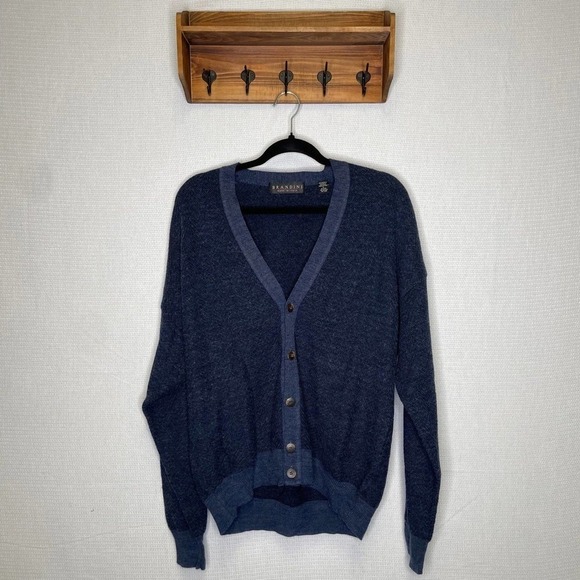 Brandini |‎ Navy Cardigan Sweater Wool Blend large - Picture 2 of 5